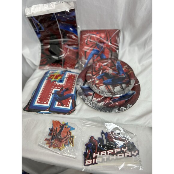 Spider-Man Party Decorations Banners Plate Napkins tablecloth cake Toper for 10 - Picture 4 of 5